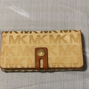 Michael Kors Beige and Brown Logo Wallet